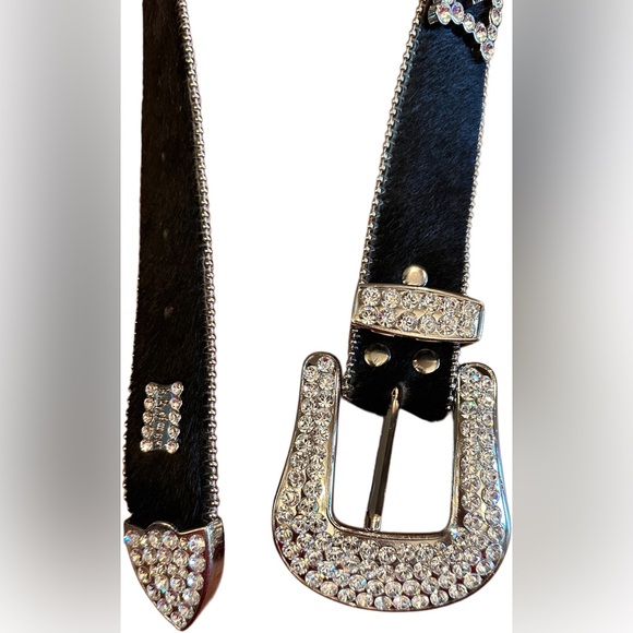 Y2K rock ‘n’ roll rhinestone embellished horse hair BB Simon belt main image 7